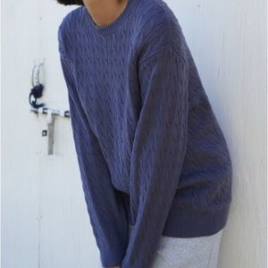 brandy melville john galt navy blue brianna cable knit oversized sweater